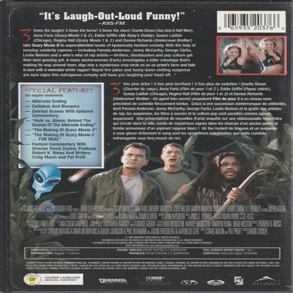 Scary Movie 3 DVD - 2004 Comedy Movie Starring Charlie Sheen & Anna Faris - Picture 2 of 2